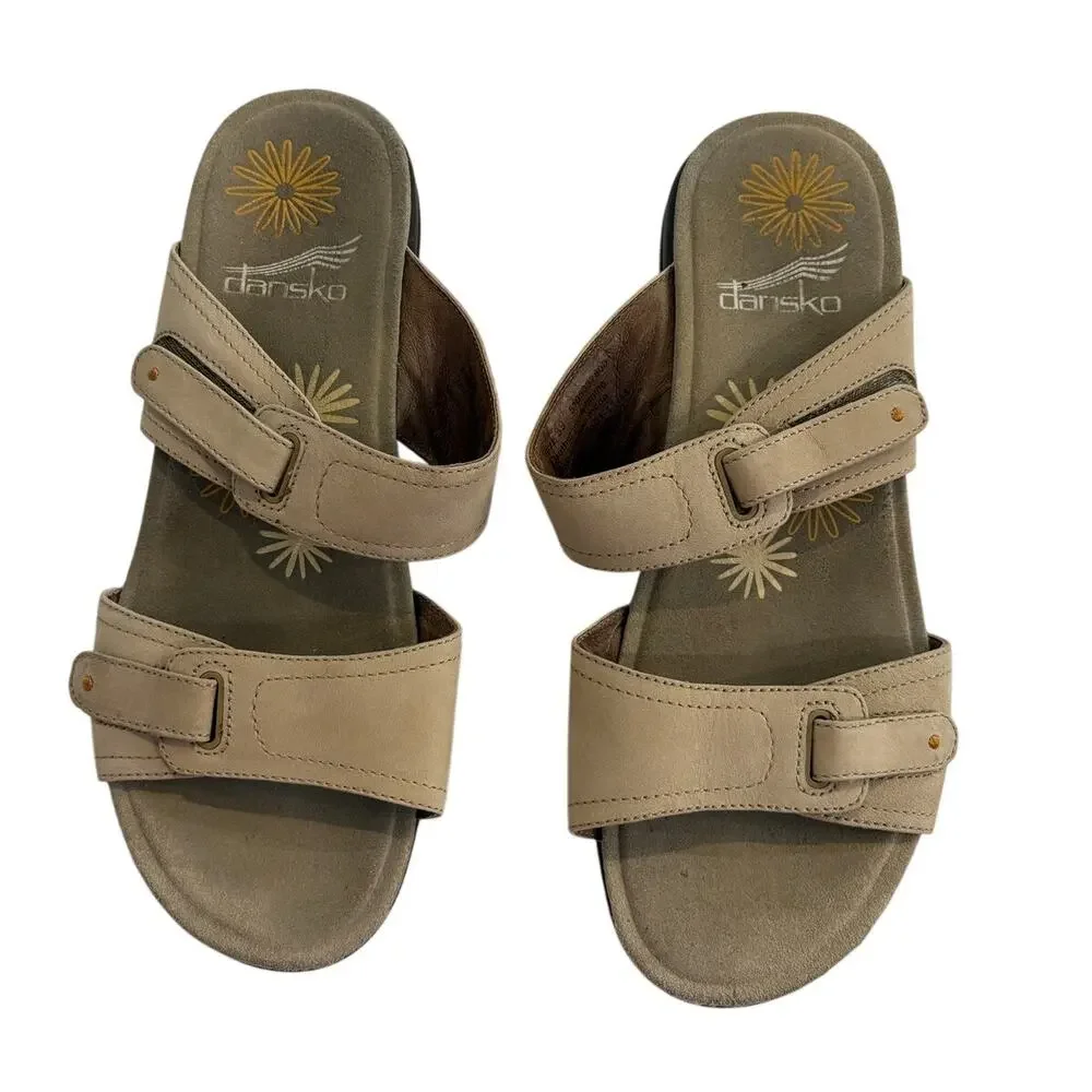 Dansko Isabel Tan Leather Adjustable ortho comfort Slide Sandals Womens 39 8.5-9 - Picture 2 of 12